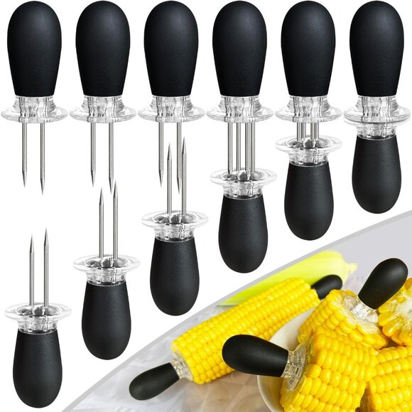 12 Pcs/6 Pairs Corn Holders, Stainless Steel Corn Cob Holders Corn on The Cob Sk - Picture 1 of 7